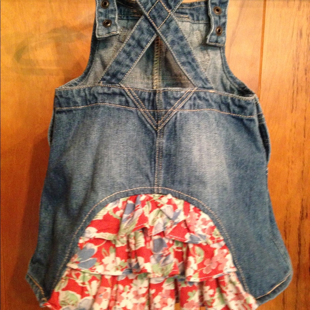 Ralph Lauren Baby Jean Overall Dress w/ Ruffle